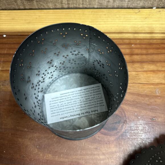 2 pc Punched Tin Sunflower Candle Holder Lamp Luminary Rustic Decor Farmhouse 9" - Picture 7 of 8